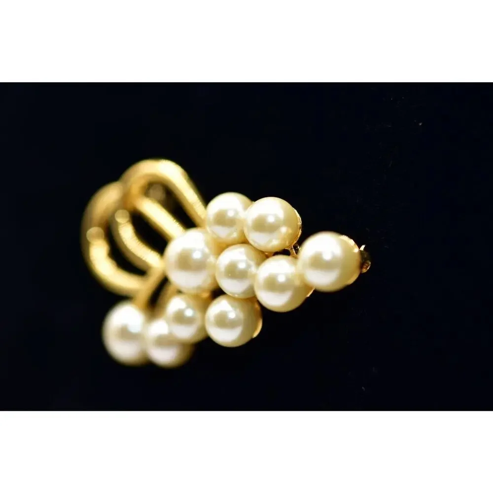 Napier Vintage Pin Brooch Gold Tone Imitation Pearl Cluster Signed 1980s Bin5